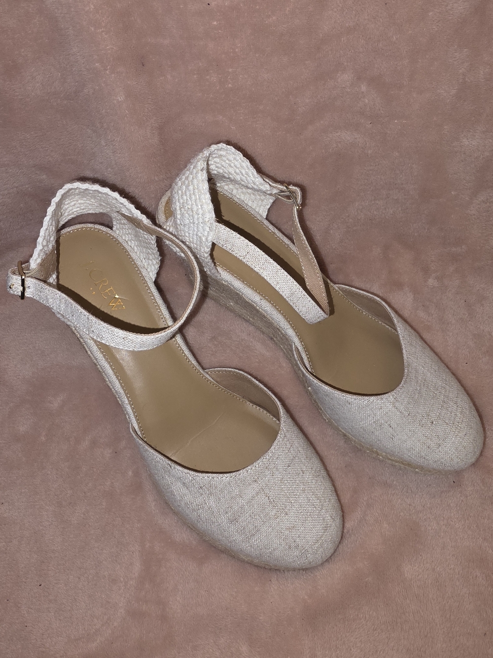 J. Crew Women's Cream Espadrille Wedge Pumps